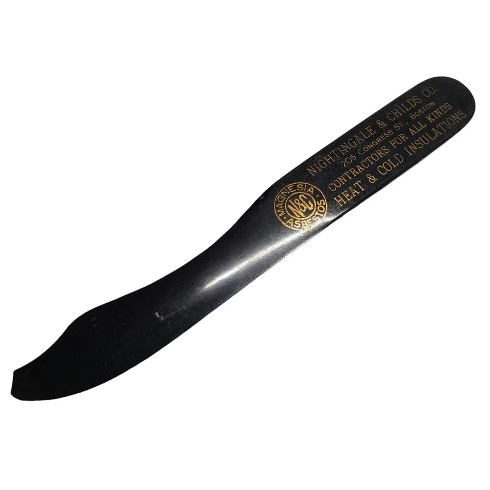 Vtg Celluloid‎ Letter Opener NIGHTINGALE & CHILDS Heat & Cold Insulations Boston